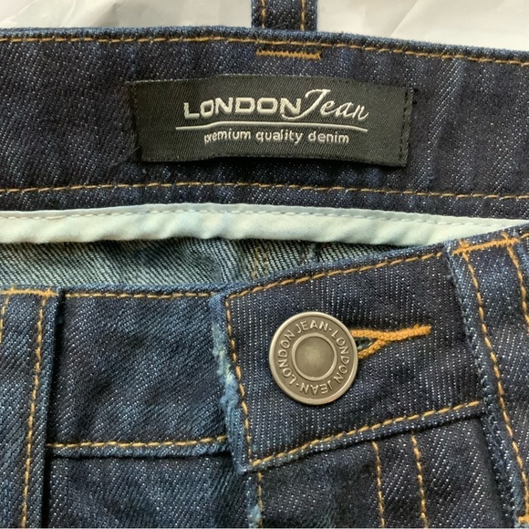 London Jean Vintage Mini Skirt Distressed Embellished Dark Wash Denim Cotton 6 - Picture 12 of 16